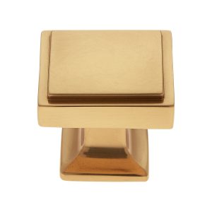 30 mm Square Knob in Satin Brass