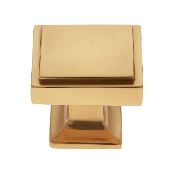 30 mm Square Knob in Satin Brass