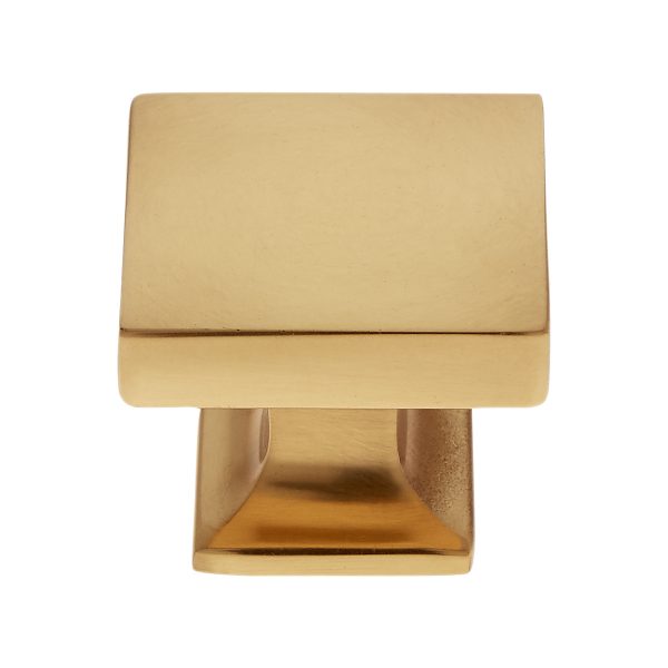 30 mm Flat Square Knob in Satin Brass